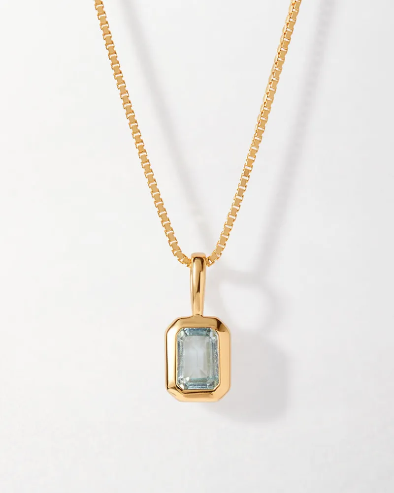 Edge of Ember Birthstones And Zodiac | Style | Blue Topaz December Birthstone Necklace - Gold