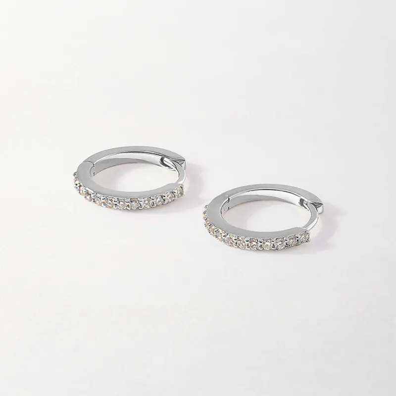 Edge of Ember Huggies | Hoops | Classic Huggie Earrings - White Gold