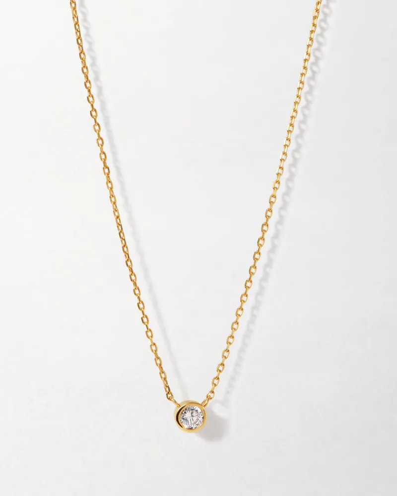 Edge of Ember Solid Gold & Diamonds | Style | Crescent Diamond Necklace - Yellow Gold