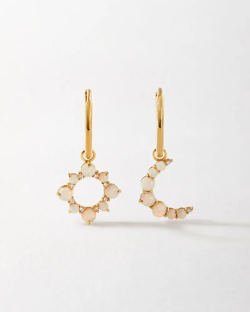 Edge of Ember Solid Gold & Diamonds | Style | Crescent Opal Necklace