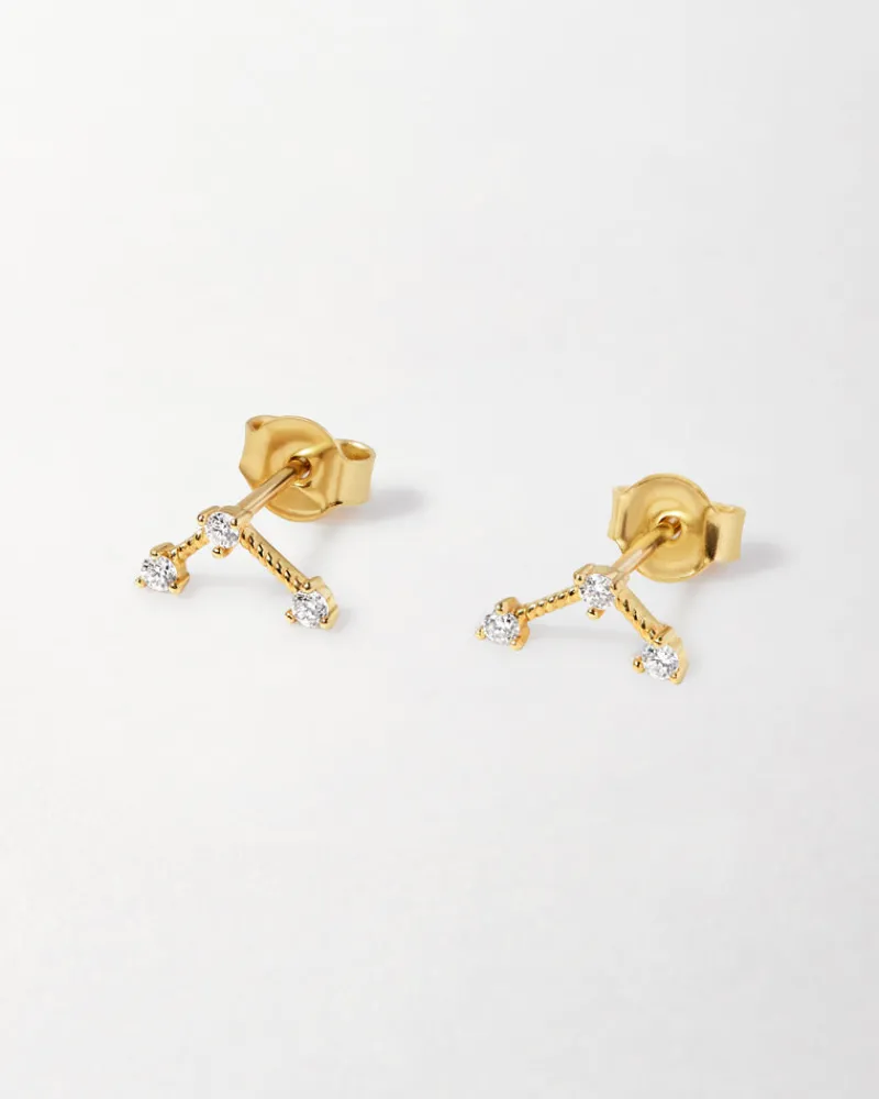 Edge of Ember Studs | Style | Dainty Solitaire Diamond Earrings - Yellow Gold