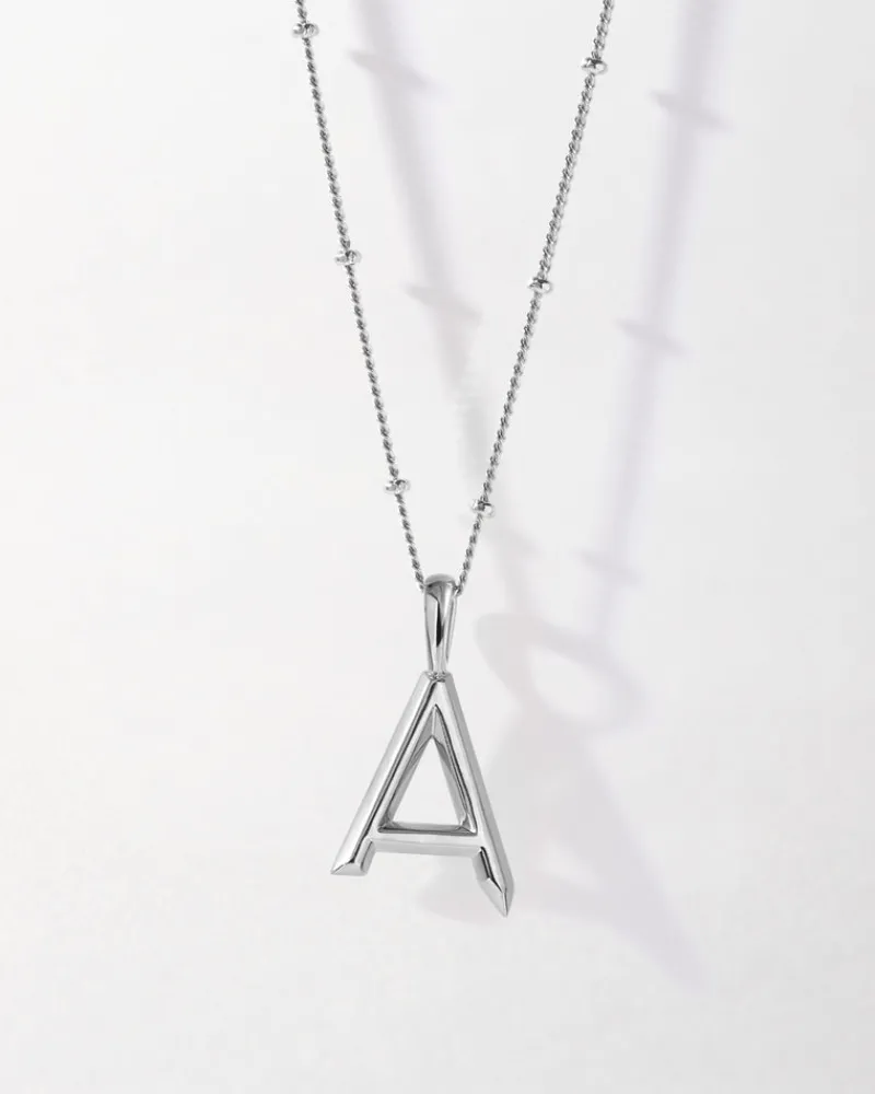 Edge of Ember Initial | Style | Double Initial Necklace - Silver