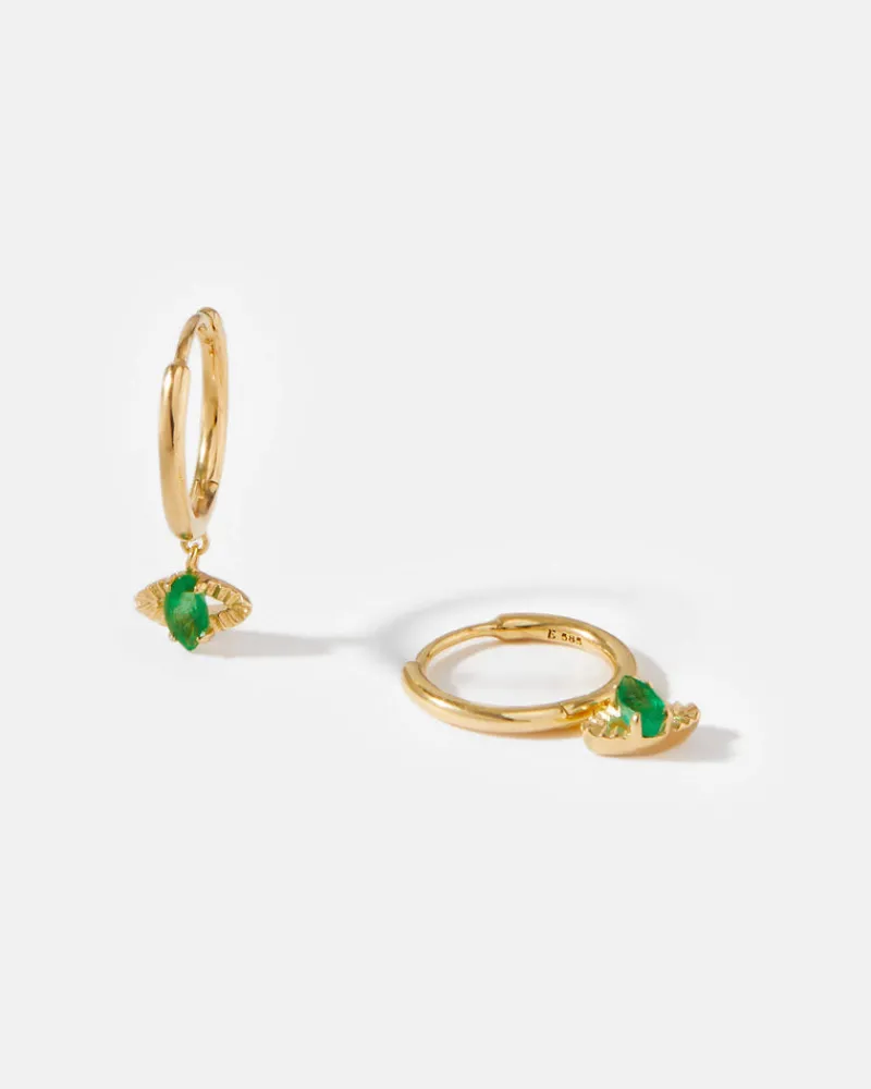 Edge of Ember Piercing | Studs | Evil Eye Emerald Piercing Earring