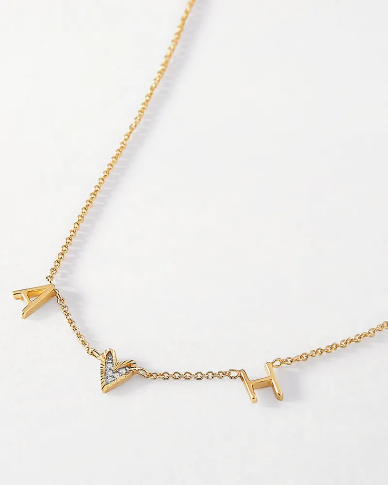 Edge of Ember Solid Gold & Diamonds | Initial | Fine Personalised Necklace Set