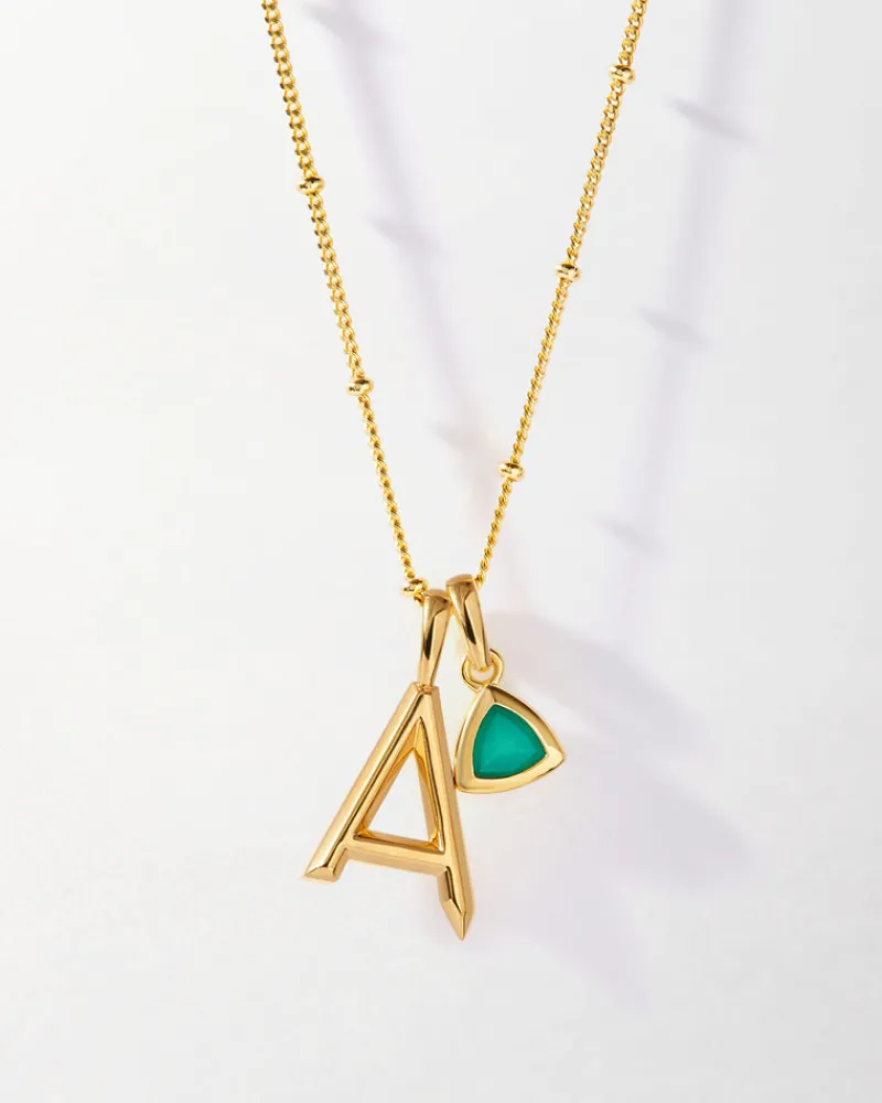 Edge of Ember Birthstones And Zodiac | Style | Initial & Birthstone Necklace - Gold