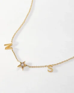 Edge of Ember Birthstones And Zodiac | Style | Initial & Birthstone Necklace - Gold