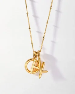 Edge of Ember Birthstones And Zodiac | Style | Initial & Birthstone Necklace - Gold