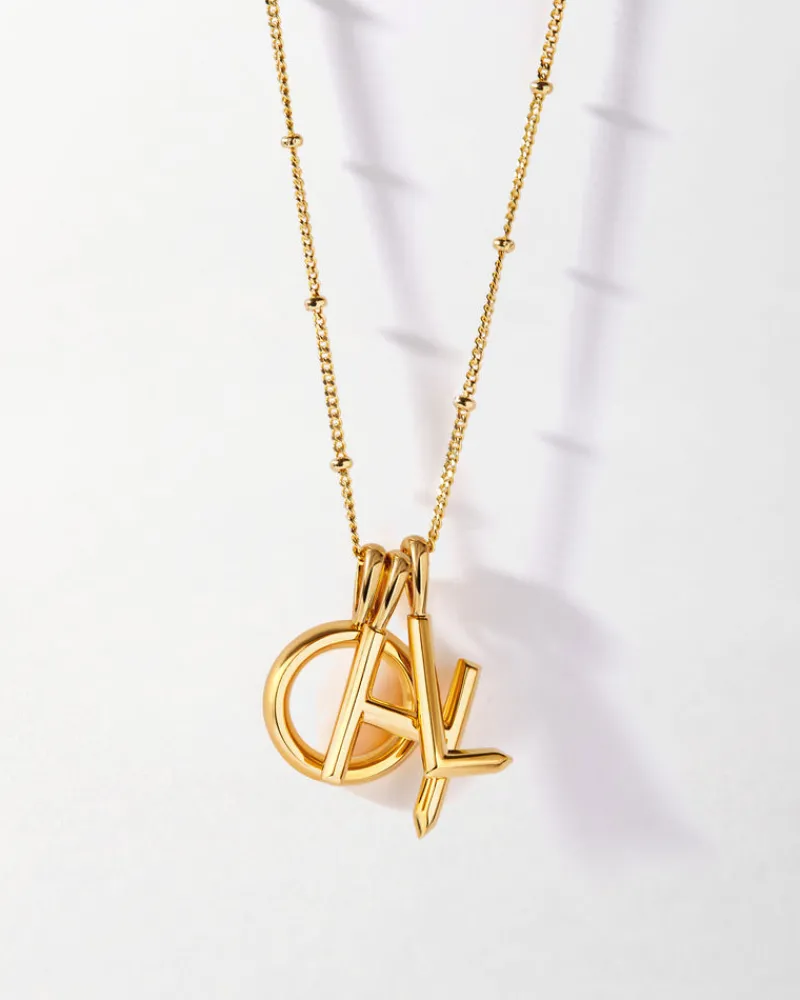Edge of Ember Birthstones And Zodiac | Style | Initial & Birthstone Necklace - Gold