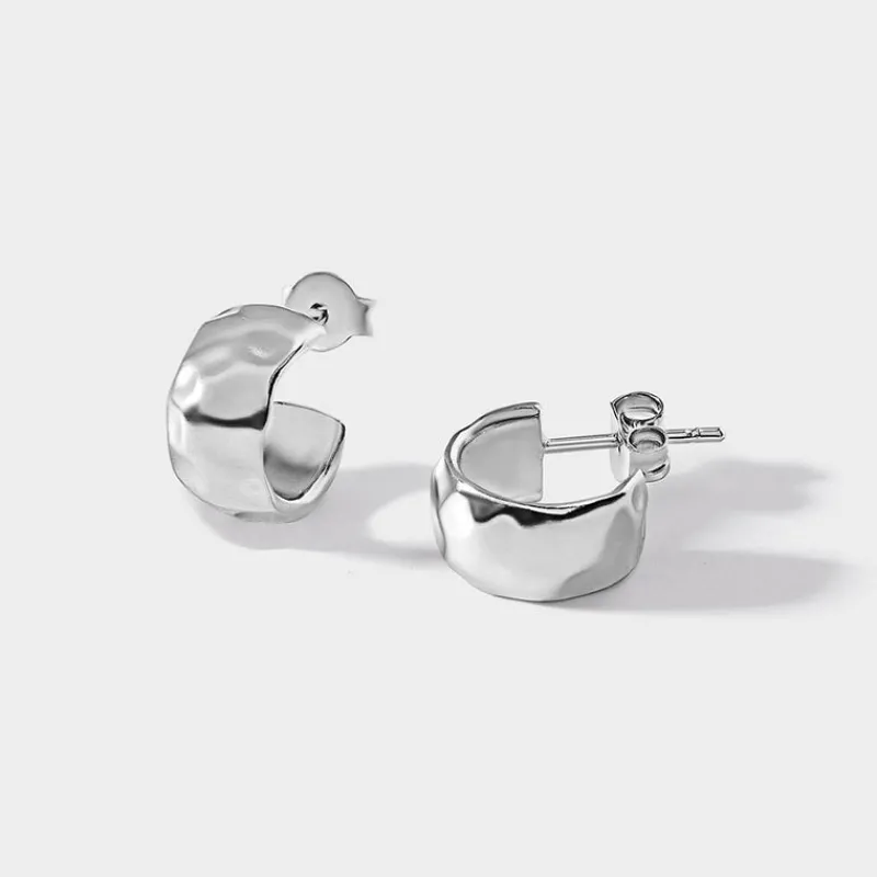 Edge of Ember Hoops | Style | Large Everyday Hoops - Silver