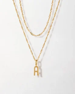 Edge of Ember Initials | Style | Solid Gold Initial Pendant
