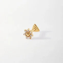 Edge of Ember Piercing | Studs | Sun Ray Emerald Piercing Earring