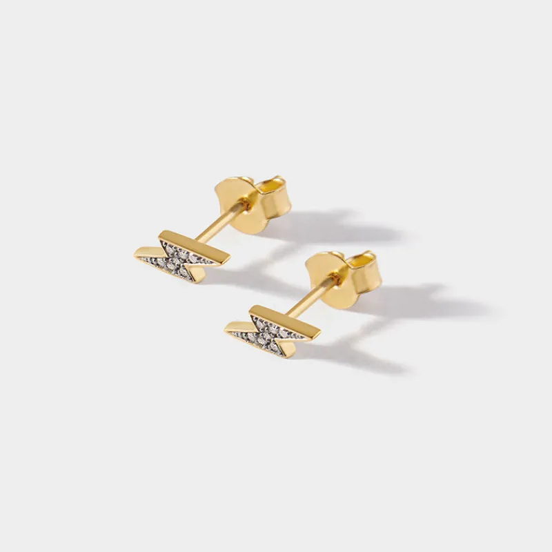 Edge of Ember Studs | Style | Triple Diamond Stud Earrings - Yellow Gold