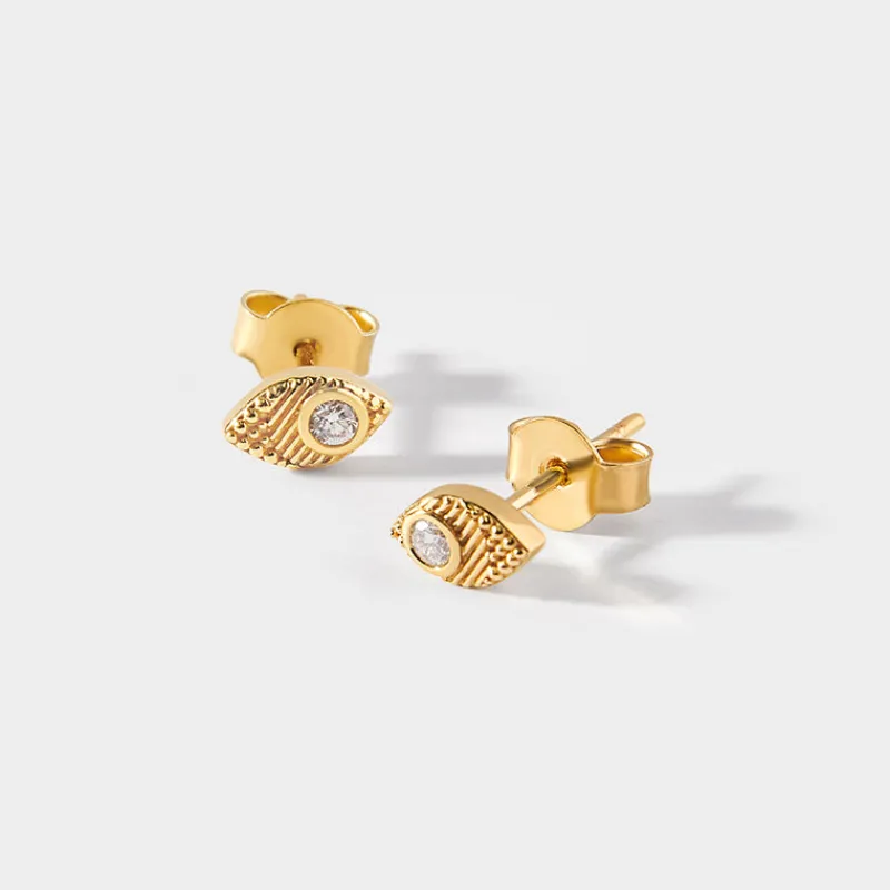 Edge of Ember Studs | Style | Triple Diamond Stud Earrings - Yellow Gold