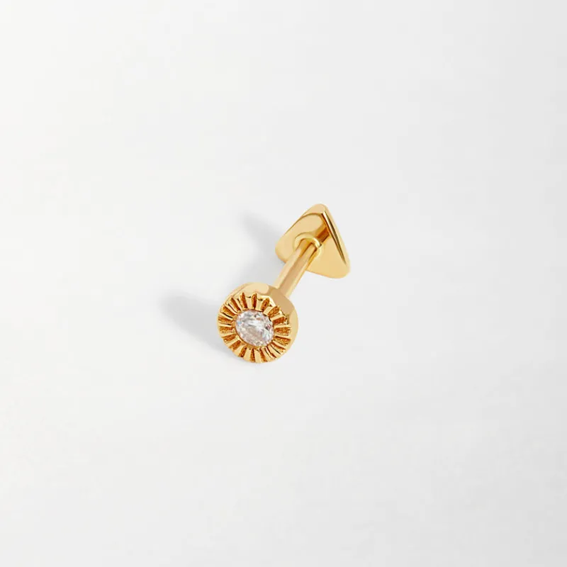 Edge of Ember Piercing | Studs | Triple Emerald Piercing Earring - Yellow Gold