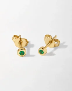Edge of Ember Piercing | Studs | Triple Emerald Piercing Earring - Yellow Gold